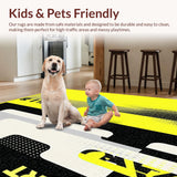 Ultra Soft Area Rug, Non Slip, Stain Resistant, Washable Area Rugs for Living Room, Bedroom, Beware Crazy Dogs Rug Funny Energetic Barking Dog Illustration(Black)