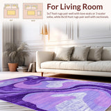 Ultra Soft Area Rug, Non Slip, Stain Resistant, Washable Area Rugs for Living Room, Bedroom, Artistic Fluid Color Blend(Purple)