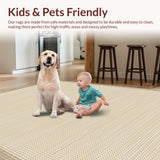 Ultra Soft Area Rug, Non Slip, Stain Resistant, Washable Area Rugs for Living Room, Bedroom, Soft Neutral Organic Visual Appeal(Beige)