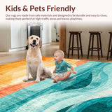 Ultra Soft Area Rug, Non Slip, Stain Resistant, Washable Area Rugs for Living Room, Bedroom, Vibrant Surfboard Carpet with Tropical Ocean Dreamscape Design(Orange)