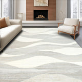 Ultra Soft Area Rug, Non Slip, Stain Resistant, Washable Area Rugs for Living Room, Bedroom, Innovative Cream Raised Line Geometry(Beige)