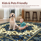 Ultra Soft Area Rug, Non Slip, Stain Resistant, Washable Area Rugs for Living Room, Bedroom, Elegant Area Featuring Detailed Design for Patio(White)