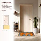 Ultra Soft Area Rug, Non Slip, Stain Resistant, Washable Area Rugs for Living Room, Bedroom, Vibrant Semi-Circle Wildlife Aesthetic(Orange)