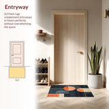 Ultra Soft Area Rug, Non Slip, Stain Resistant, Washable Area Rugs for Living Room, Bedroom, Modern Geometric Rug in Charcoal, Cream, and Peach Color Palette(Gray)