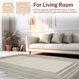 Ultra Soft Area Rug, Non Slip, Stain Resistant, Washable Area Rugs for Living Room, Bedroom, Warm Toned Decorative Weave(Beige)