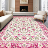 Ultra Soft Area Rug, Non Slip, Stain Resistant, Washable Area Rugs for Living Room, Bedroom, Vibrant Garden Bloom Aesthetic(White)