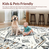 Ultra Soft Area Rug, Non Slip, Stain Resistant, Washable Area Rugs for Living Room, Bedroom, Trendy Subtle Medallion Arrangement(White)
