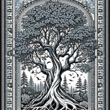 Dramatic Charcoal Tree Silhouette(Gray)