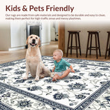 Ultra Soft Area Rug, Non Slip, Stain Resistant, Washable Area Rugs for Living Room, Bedroom, Timeless Neutral Textured Design(White)
