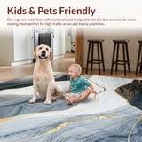 Ultra Soft Area Rug, Non Slip, Stain Resistant, Washable Area Rugs for Living Room, Bedroom, Transitional Smooth Marble Flow(Black)