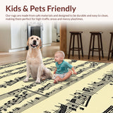 Ultra Soft Area Rug, Non Slip, Stain Resistant, Washable Area Rugs for Living Room, Bedroom, Sophisticated Vintage Soundwave Imagery(Black)