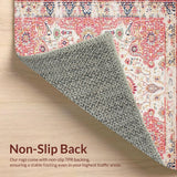 Ultra Soft Area Rug, Non Slip, Stain Resistant, Washable Area Rugs for Living Room, Bedroom, Floral Boho Area Beige & Dusty Rose(Beige)