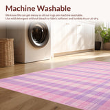 Ultra Soft Area Rug, Non Slip, Stain Resistant, Washable Area Rugs for Living Room, Bedroom, Contemporary Soft Pastel Check(Pink)
