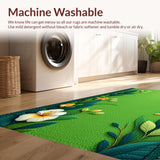 Ultra Soft Area Rug, Non Slip, Stain Resistant, Washable Area Rugs for Living Room, Bedroom, Round Grass-Themed Shower Door Accent(Green)