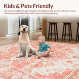 Ultra Soft Area Rug, Non Slip, Stain Resistant, Washable Area Rugs for Living Room, Bedroom, Elegant Subtle Textured Motif(Pink)