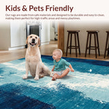 Ultra Soft Area Rug, Non Slip, Stain Resistant, Washable Area Rugs for Living Room, Bedroom, Summer Surf Board Wave Art Fluid Motion Pattern Minimalist Fish Forms(Blue)