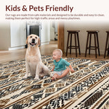 Ultra Soft Area Rug, Non Slip, Stain Resistant, Washable Area Rugs for Living Room, Bedroom, Rustic Ogee Patterned Elegance(Brown)