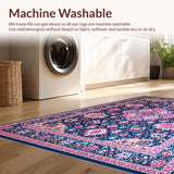 Ultra Soft Area Rug, Non Slip, Stain Resistant, Washable Area Rugs for Living Room, Bedroom, Rustic Textured Ogee Style(Blue)