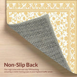 Ultra Soft Area Rug, Non Slip, Stain Resistant, Washable Area Rugs for Living Room, Bedroom, Barclay Collection Vane Willow Damask Beige Area(White)