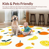 Ultra Soft Area Rug, Non Slip, Stain Resistant, Washable Area Rugs for Living Room, Bedroom, Stylish Modern Playful Aesthetic(Orange)
