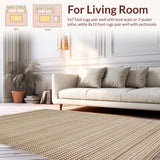 Ultra Soft Area Rug, Non Slip, Stain Resistant, Washable Area Rugs for Living Room, Bedroom, Textured Earthy Tones Composition(Beige)