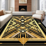 Ultra Soft Area Rug, Non Slip, Stain Resistant, Washable Area Rugs for Living Room, Bedroom, Luxurious Ornamental Geometric Composition(Gold)