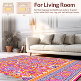 Ultra Soft Area Rug, Non Slip, Stain Resistant, Washable Area Rugs for Living Room, Bedroom, Artistic Paisley Area Runner(Orange)