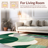 Ultra Soft Area Rug, Non Slip, Stain Resistant, Washable Area Rugs for Living Room, Bedroom, Chic Earthy Abstract Motif(Green)