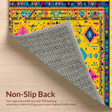 Ultra Soft Area Rug, Non Slip, Stain Resistant, Washable Area Rugs for Living Room, Bedroom, Chic Rustic Ethnic Expression(Yellow)