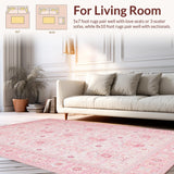 Ultra Soft Area Rug, Non Slip, Stain Resistant, Washable Area Rugs for Living Room, Bedroom, Trendy Blush Minimalist Cozy Appeal(Pink)