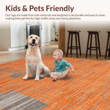 Ultra Soft Area Rug, Non Slip, Stain Resistant, Washable Area Rugs for Living Room, Bedroom, Vibrant Abstract Geometric Design(Orange)