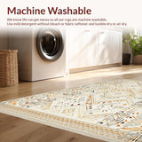 Ultra Soft Area Rug, Non Slip, Stain Resistant, Washable Area Rugs for Living Room, Bedroom, Rustic Warm Tiled Arrangement(Beige)