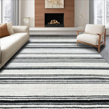 Ultra Soft Area Rug, Non Slip, Stain Resistant, Washable Area Rugs for Living Room, Bedroom, Graphic Contrast Rug Bold Black White Parallel Lines Reversible(White)