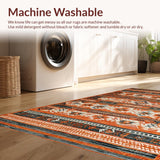 Ultra Soft Area Rug, Non Slip, Stain Resistant, Washable Area Rugs for Living Room, Bedroom, Geometric Rich Sunset Palette(Orange)