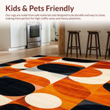 Ultra Soft Area Rug, Non Slip, Stain Resistant, Washable Area Rugs for Living Room, Bedroom, Stylish Polygonal Rug with Aesthetic Modern Lines(Orange)