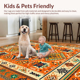 Ultra Soft Area Rug, Non Slip, Stain Resistant, Washable Area Rugs for Living Room, Bedroom, Eclectic Multi-Hued Geometric Art(Orange)