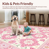 Ultra Soft Area Rug, Non Slip, Stain Resistant, Washable Area Rugs for Living Room, Bedroom, Sublime Cozy Floral Aesthetic(White)