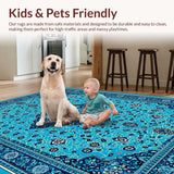 Ultra Soft Area Rug, Non Slip, Stain Resistant, Washable Area Rugs for Living Room, Bedroom, Vintage Medallion Blue Living Room Stain-Resistant Carpet(Blue)