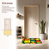 Ultra Soft Area Rug, Non Slip, Stain Resistant, Washable Area Rugs for Living Room, Bedroom, Energetic Youthful Design Elements(Yellow)