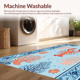 Ultra Soft Area Rug, Non Slip, Stain Resistant, Washable Area Rugs for Living Room, Bedroom, Sophisticated Light Blue Ocean Theme(Blue)