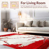 Ultra Soft Area Rug, Non Slip, Stain Resistant, Washable Area Rugs for Living Room, Bedroom, Rustic Multi-Colored Blossom Pattern(Red)