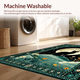 Ultra Soft Area Rug, Non Slip, Stain Resistant, Washable Area Rugs for Living Room, Bedroom, Whimsical Celestial Cat Motif(Black)