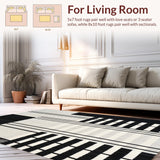Ultra Soft Area Rug, Non Slip, Stain Resistant, Washable Area Rugs for Living Room, Bedroom, Artisan Striped Canvas Rug Showcasing Bold Geometric Rhythm In Monochrome(Black)