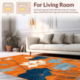 Ultra Soft Area Rug, Non Slip, Stain Resistant, Washable Area Rugs for Living Room, Bedroom, Artistic Multihued Nature Theme(Orange)