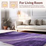 Ultra Soft Area Rug, Non Slip, Stain Resistant, Washable Area Rugs for Living Room, Bedroom, Eclectic Soft Textured Waves(Purple)