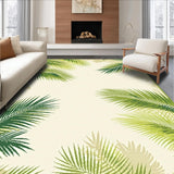 Tropical Oasis Green Cream Palm Frond Design Area(Beige)