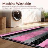 Ultra Soft Area Rug, Non Slip, Stain Resistant, Washable Area Rugs for Living Room, Bedroom, Vibrant Abstract Moire Composition(Pink)
