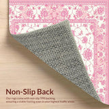 Ultra Soft Area Rug, Non Slip, Stain Resistant, Washable Area Rugs for Living Room, Bedroom, Whimsical Tiled Motif Inspiration(Pink)