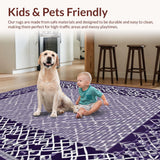 Ultra Soft Area Rug, Non Slip, Stain Resistant, Washable Area Rugs for Living Room, Bedroom, Artful Purple Symmetrical Design(Purple)