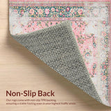 Ultra Soft Area Rug, Non Slip, Stain Resistant, Washable Area Rugs for Living Room, Bedroom, Chic Blush Floral Motif(Pink)